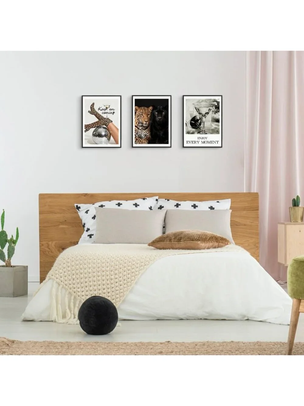 Trendy Leopard Canvas Wall Art Set of 3 - Framed Cheetah Print Decor for Home